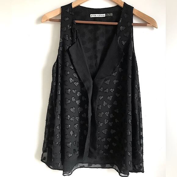 ALICE +OLIVIA Bruden Shimmery Heart Draped Top - Picture 4 of 10